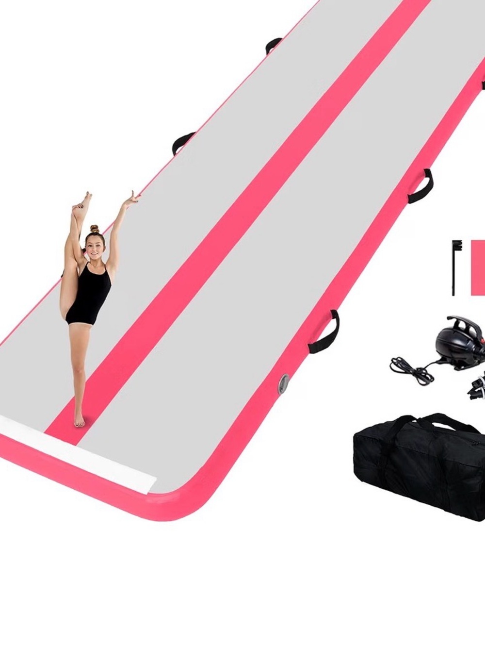 Portable Pink Inflatable Training Mat for Gymnastics & Home Workouts